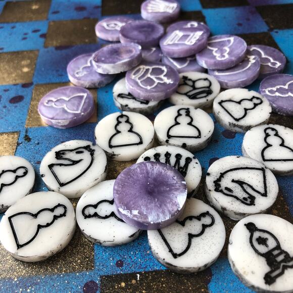 Chess Set - Golden Blue Splatter - Picture 4 of 9